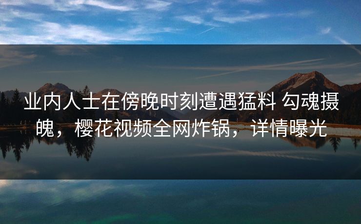 业内人士在傍晚时刻遭遇猛料 勾魂摄魄，樱花视频全网炸锅，详情曝光