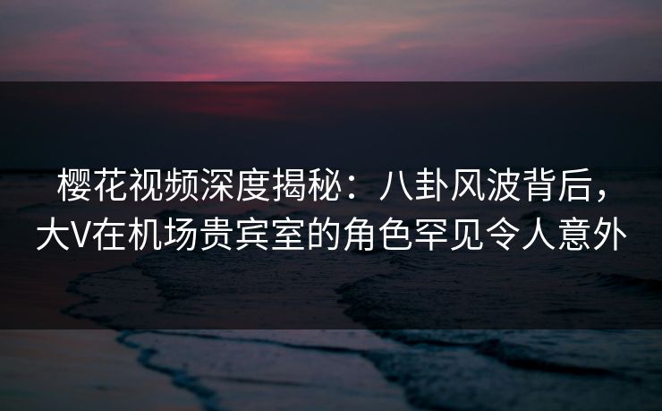 樱花视频深度揭秘：八卦风波背后，大V在机场贵宾室的角色罕见令人意外