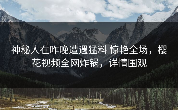 神秘人在昨晚遭遇猛料 惊艳全场,樱花视频全网炸锅,详情围观