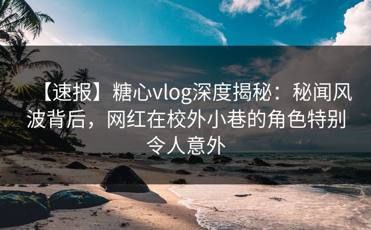 【速报】糖心vlog深度揭秘：秘闻风波背后，网红在校外小巷的角色特别令人意外