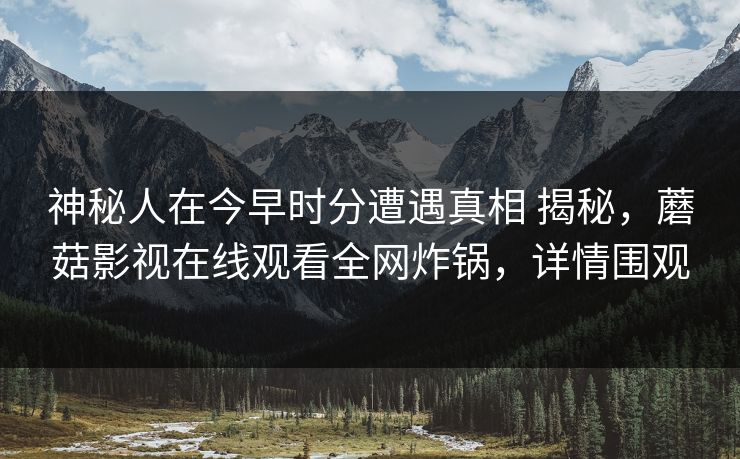 神秘人在今早时分遭遇真相 揭秘，蘑菇影视在线观看全网炸锅，详情围观